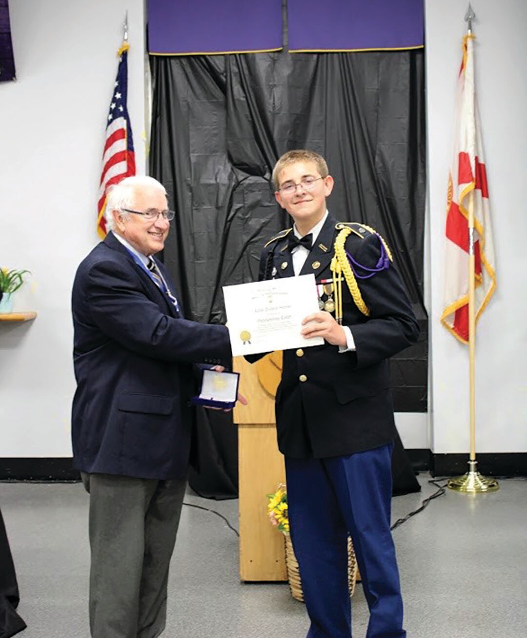 Treyvin Harden received the Sons of the American Revolution Outstanding JROTC Medal for his leadership.